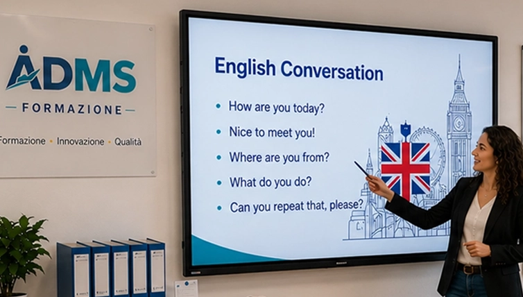 Docente durante una lezione del corso di Inglese presso ADMS Formazione.
